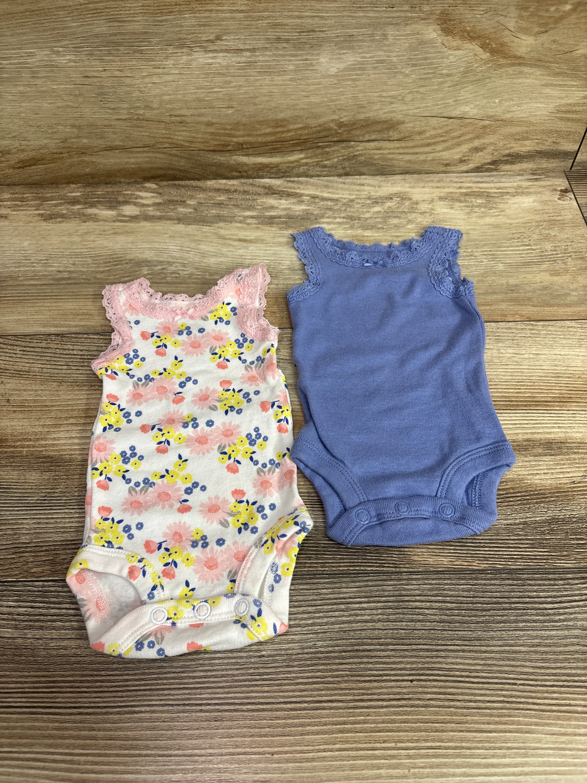 Simple Joys 2pk Lace Trim Tank Bodysuits Blue sz Preemie