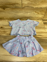 Baby Gap 2pc Bow Print Shirt & Skort Set Blue sz 12-18m