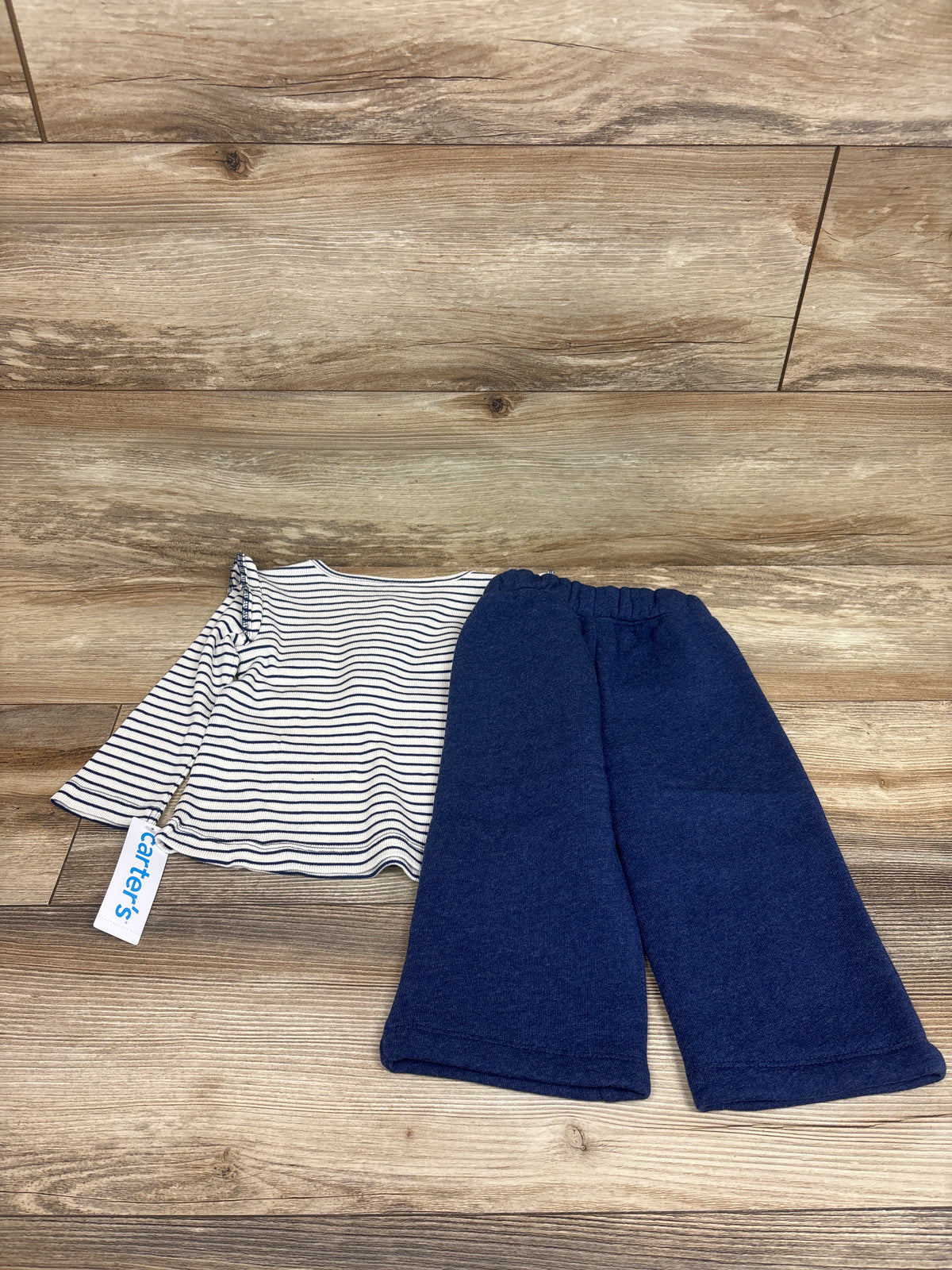NEW Carter's 2pc Striped Henley Shirt & Joggers Set White sz 18m