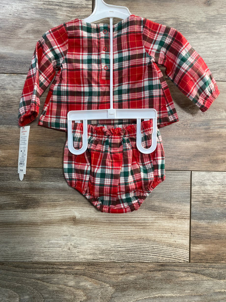 NEW Cat & Jack Plaid Top & Bottoms Red sz Newborn - Me n Mommy To Be