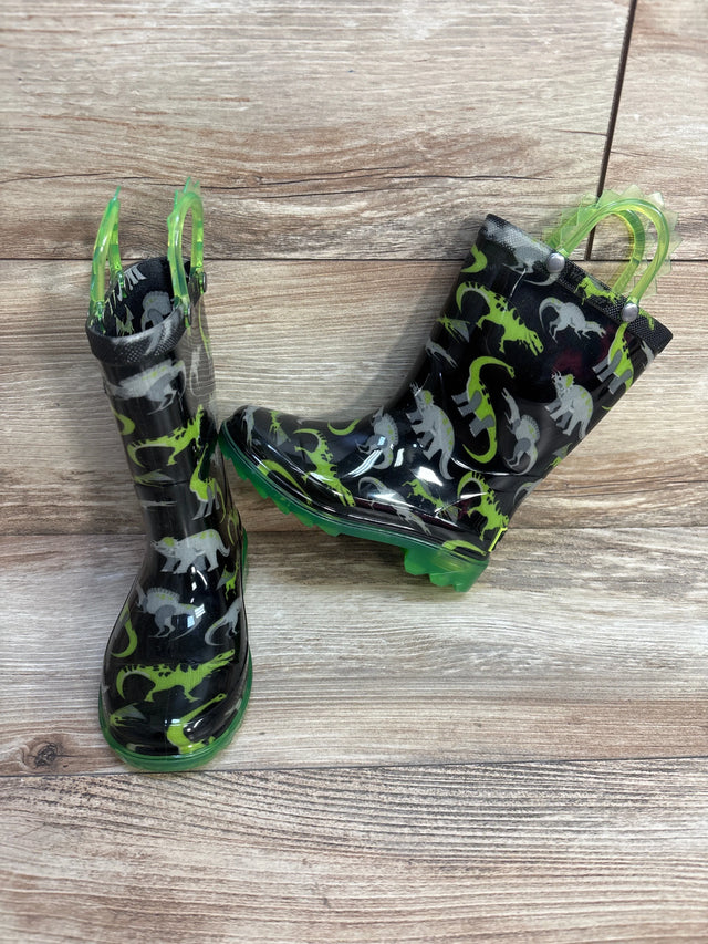Western Chief Kids Dinosaur Lighted Rain Boots Black sz 9c - Me n Mommy To Be