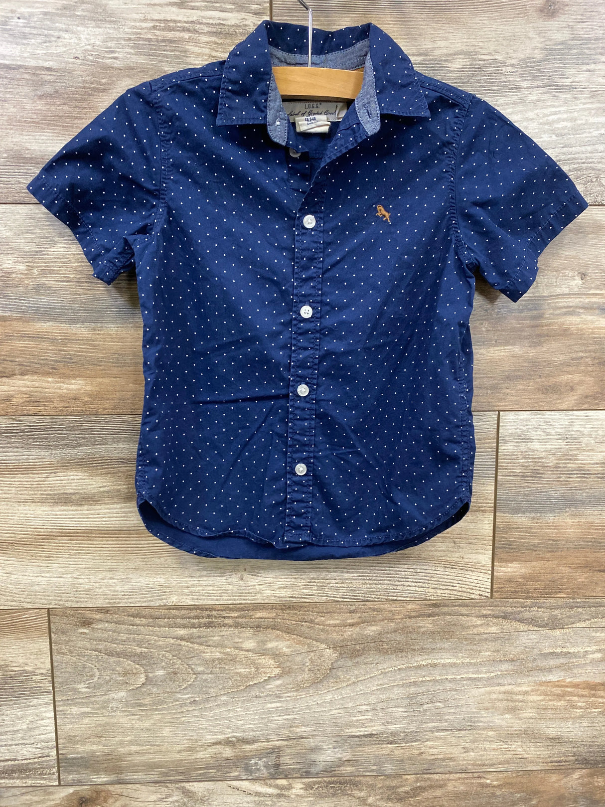 H&M Polka Dot Button Up Shirt Navy sz 4T
