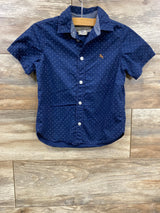 H&M Polka Dot Button Up Shirt Navy sz 4T