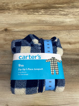 NEW Carter's Buffalo Plaid Zip Up 1-Piece Jumpsuit Navy sz 9m