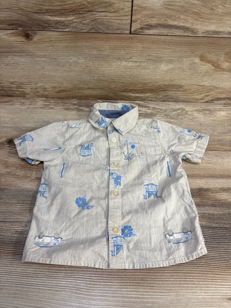 Oshkosh Button Up Shirt Beige sz 24m - Me n Mommy To Be