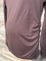 Ekouaer Ruched Long Sleeve Shirt Brown sz Large