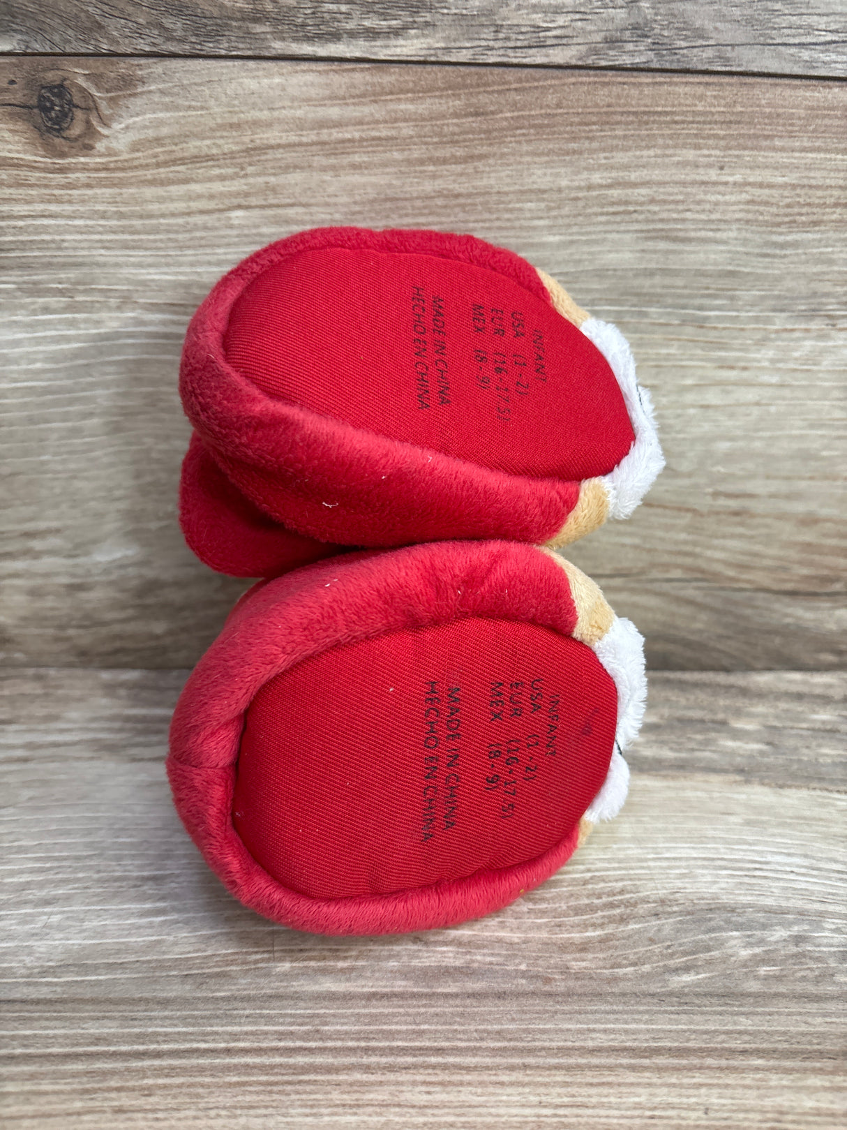 'My First Christmas' Bear Slippers Red sz 1/2c