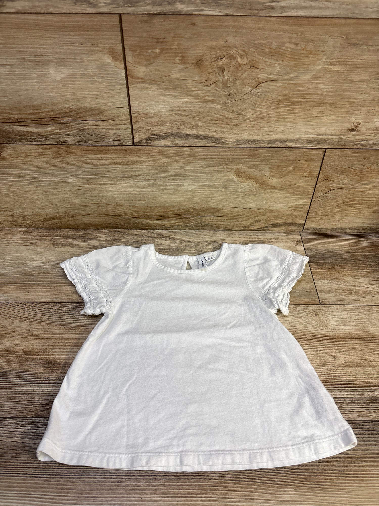 Janie & Jack Lace Trim Puff Sleeve Top White sz 4T