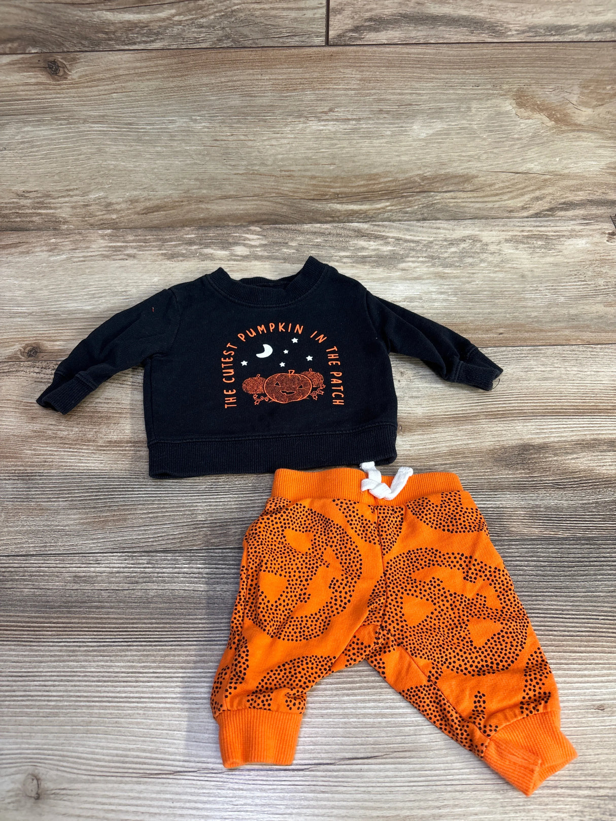 Carter's 2pc Cutest Pumpkin In The Patch Sweatshirt & Bottoms Set Black sz Newborn
