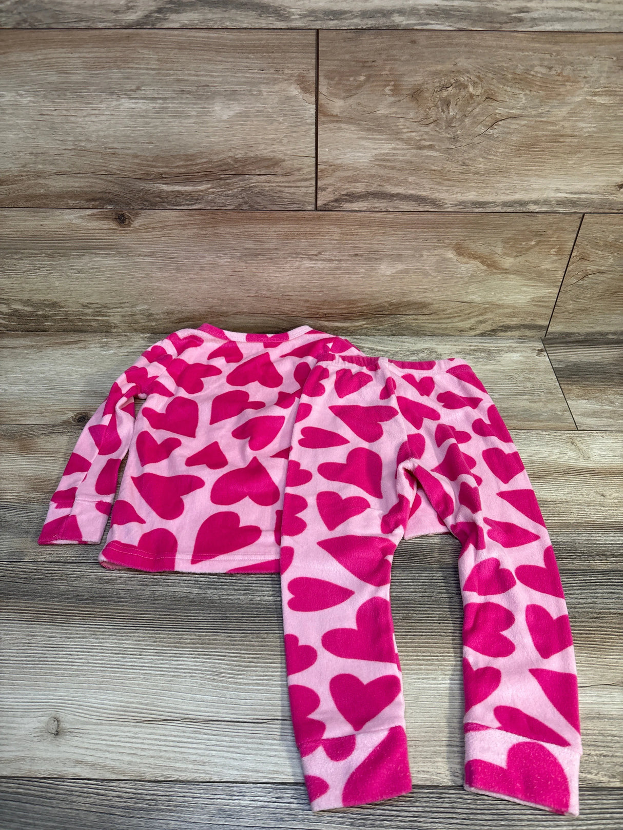 Cat & Jack Plush Heart Print Pajama Set Pink sz 3T