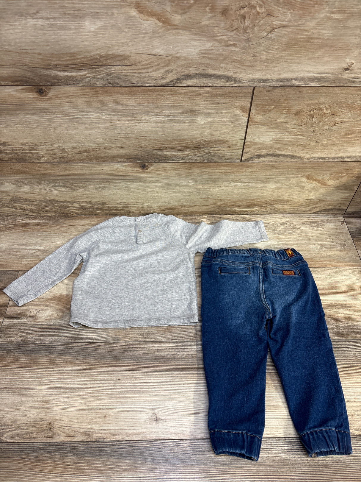 7 For All Mankind 2pc Shirt And Denim Joggers Set Grey sz 24m