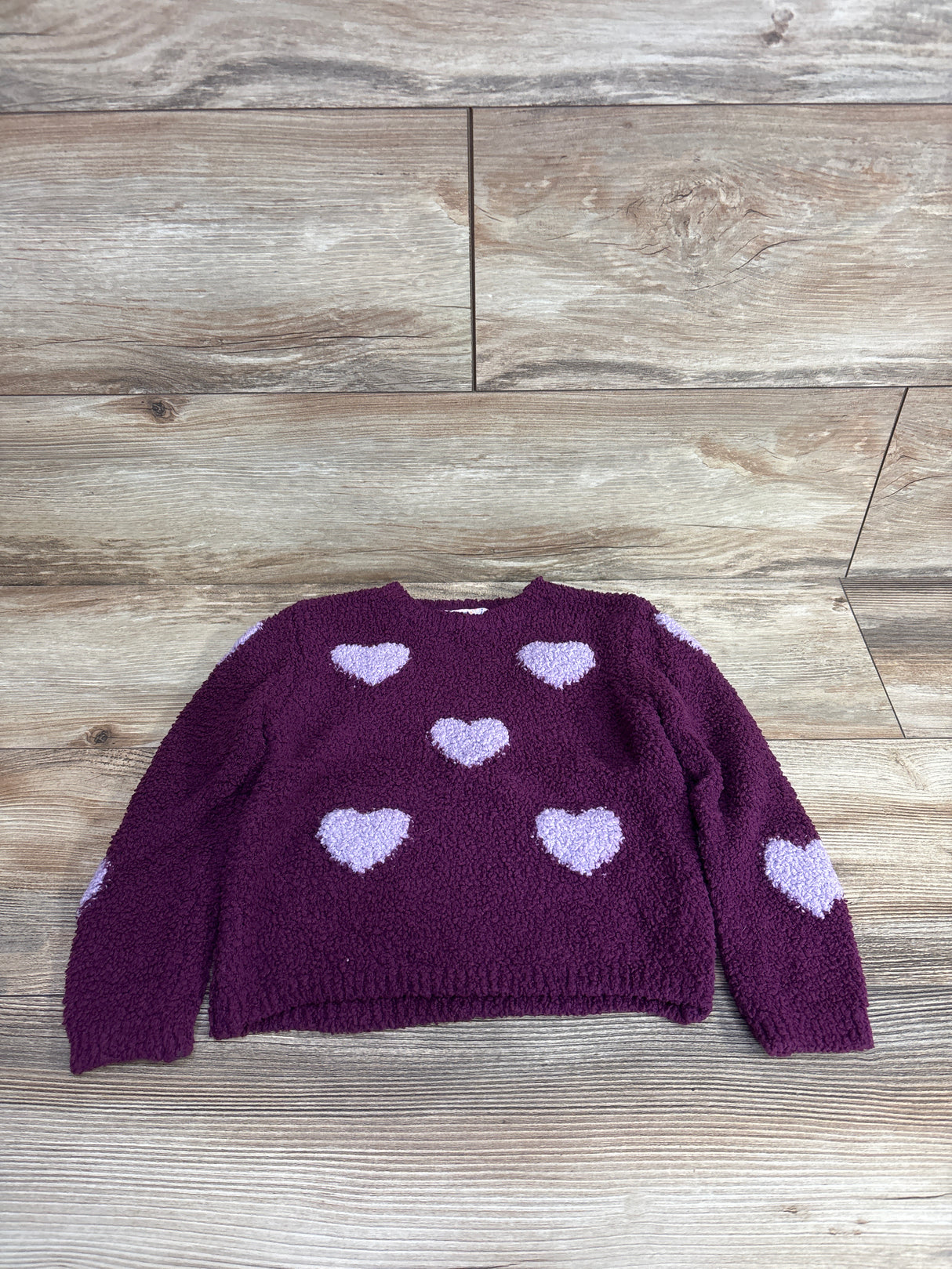 Petite BonBon Textured Sherpa Heart Sweatshirt Purple sz 5T