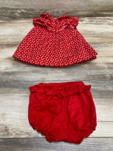 Janie and Jack 2pc Heart Print Matching Set Red sz 3-6m