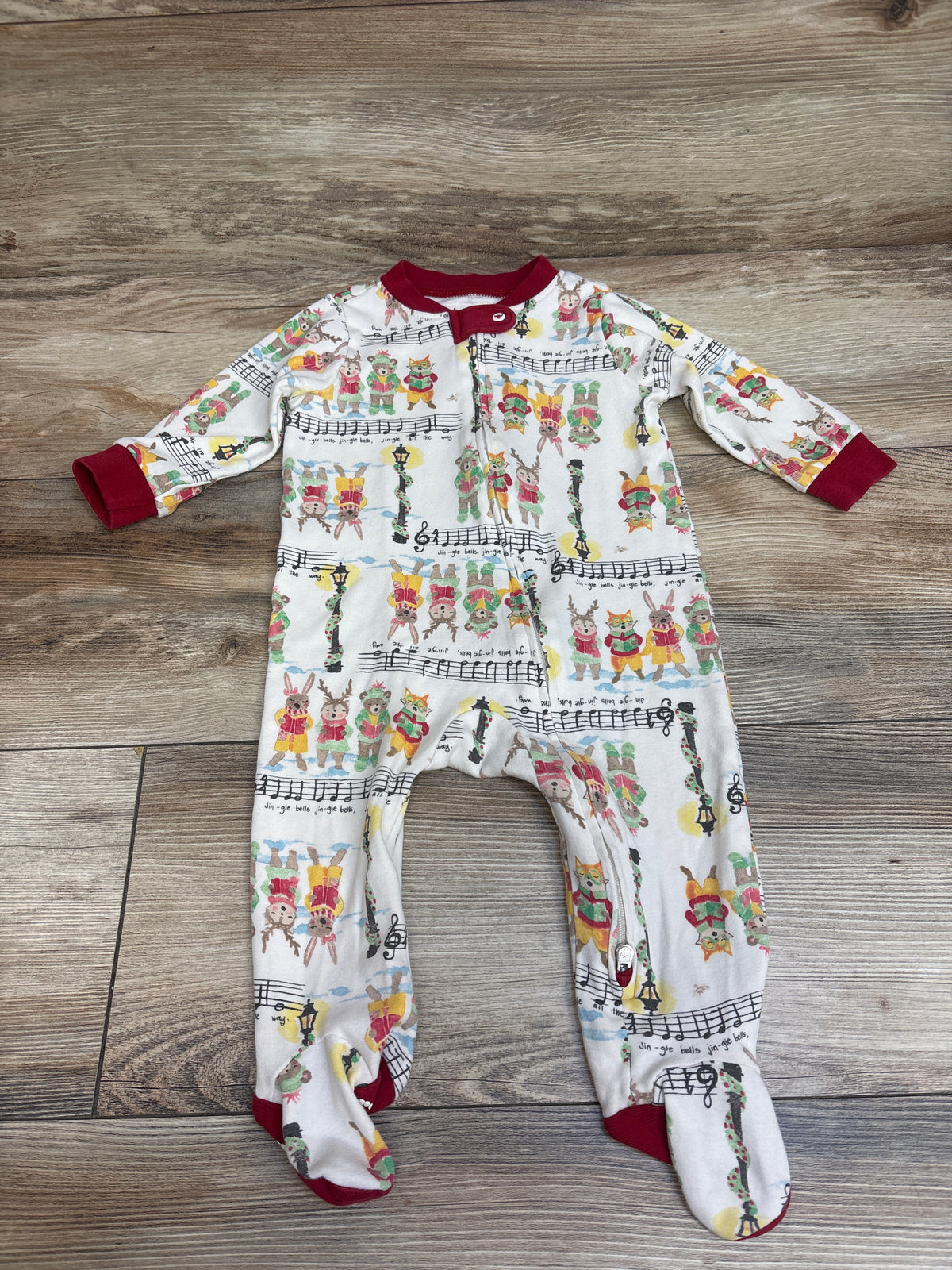 Burt's Bees Baby Organic Christmas Carolers Sleeper White sz 6-9m