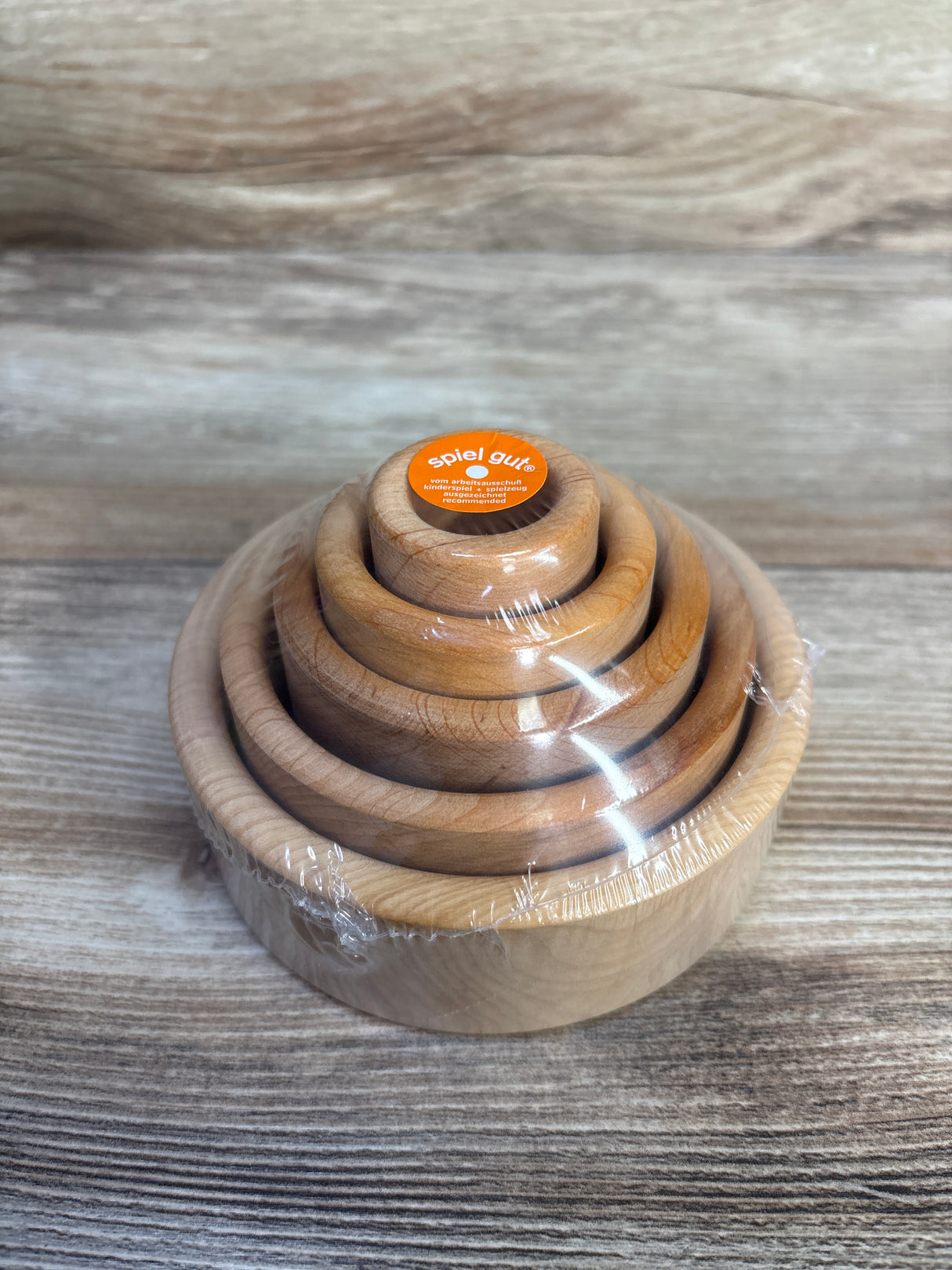 NEW Grimm's Set of Bowls Natural Wood 5pc