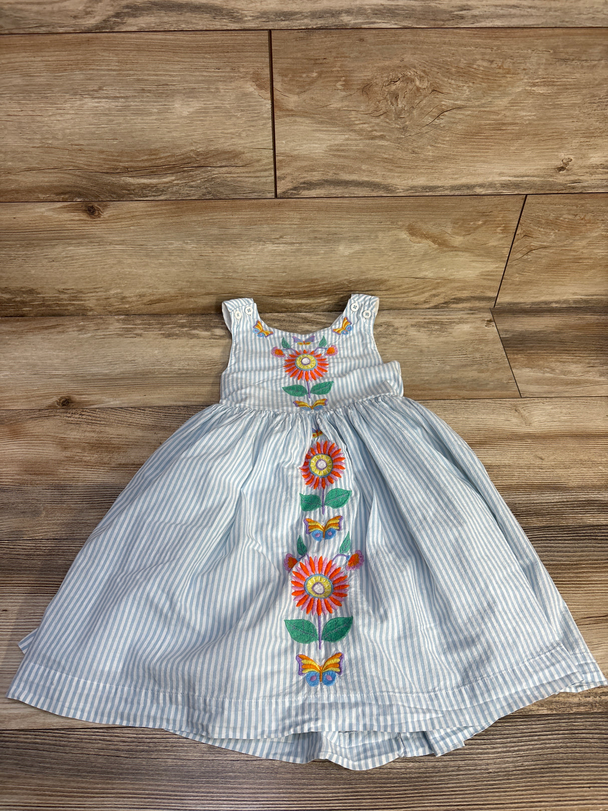 Mini Boden Butterfly Garden Cross-Back Dress Blue sz 5/6T
