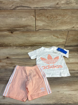 NEW Adidas 2pc Shirt & Shorts Set White sz 12-18m