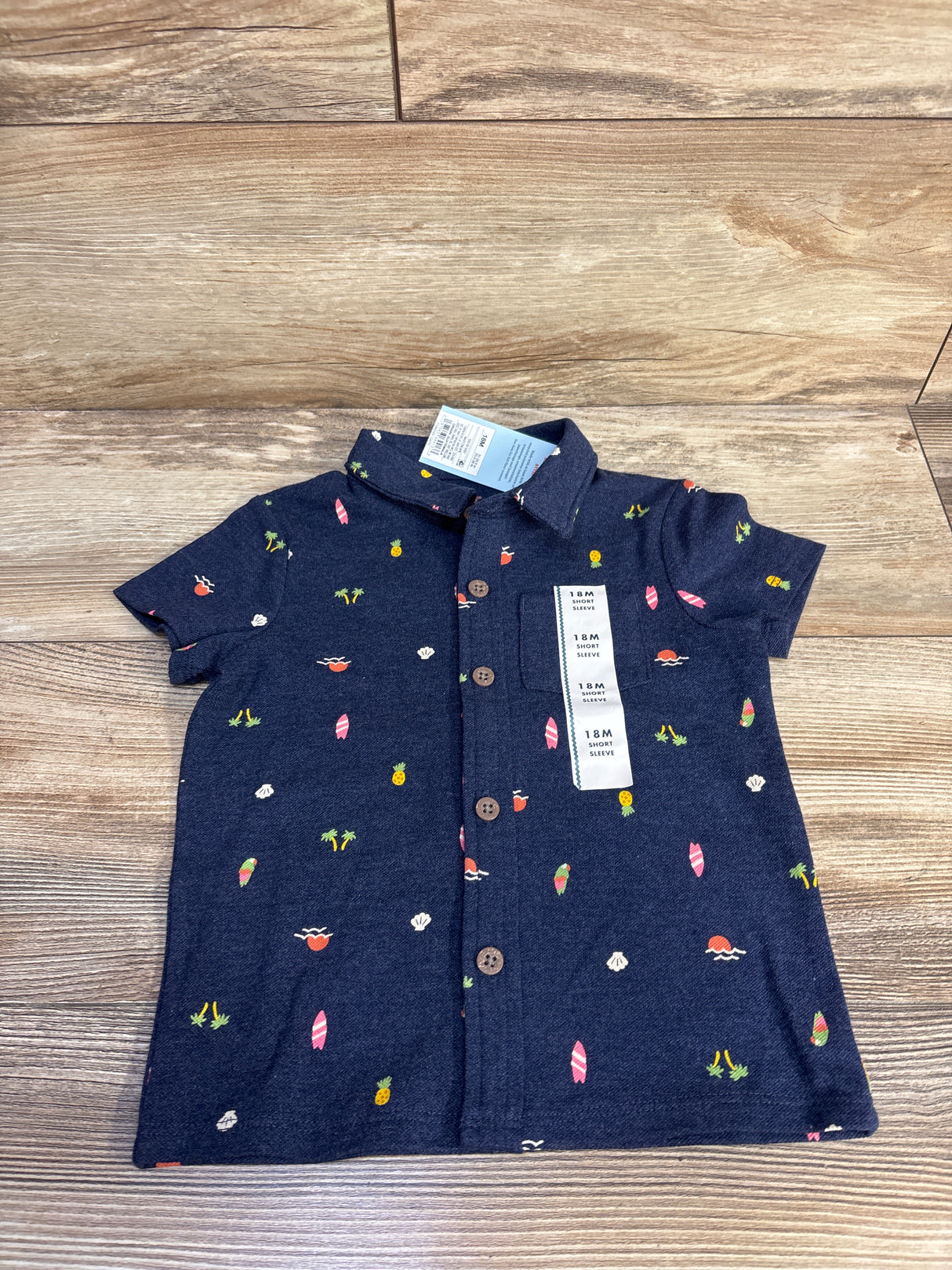 NEW Cat & Jack Button-Up Shirt Navy sz 18m