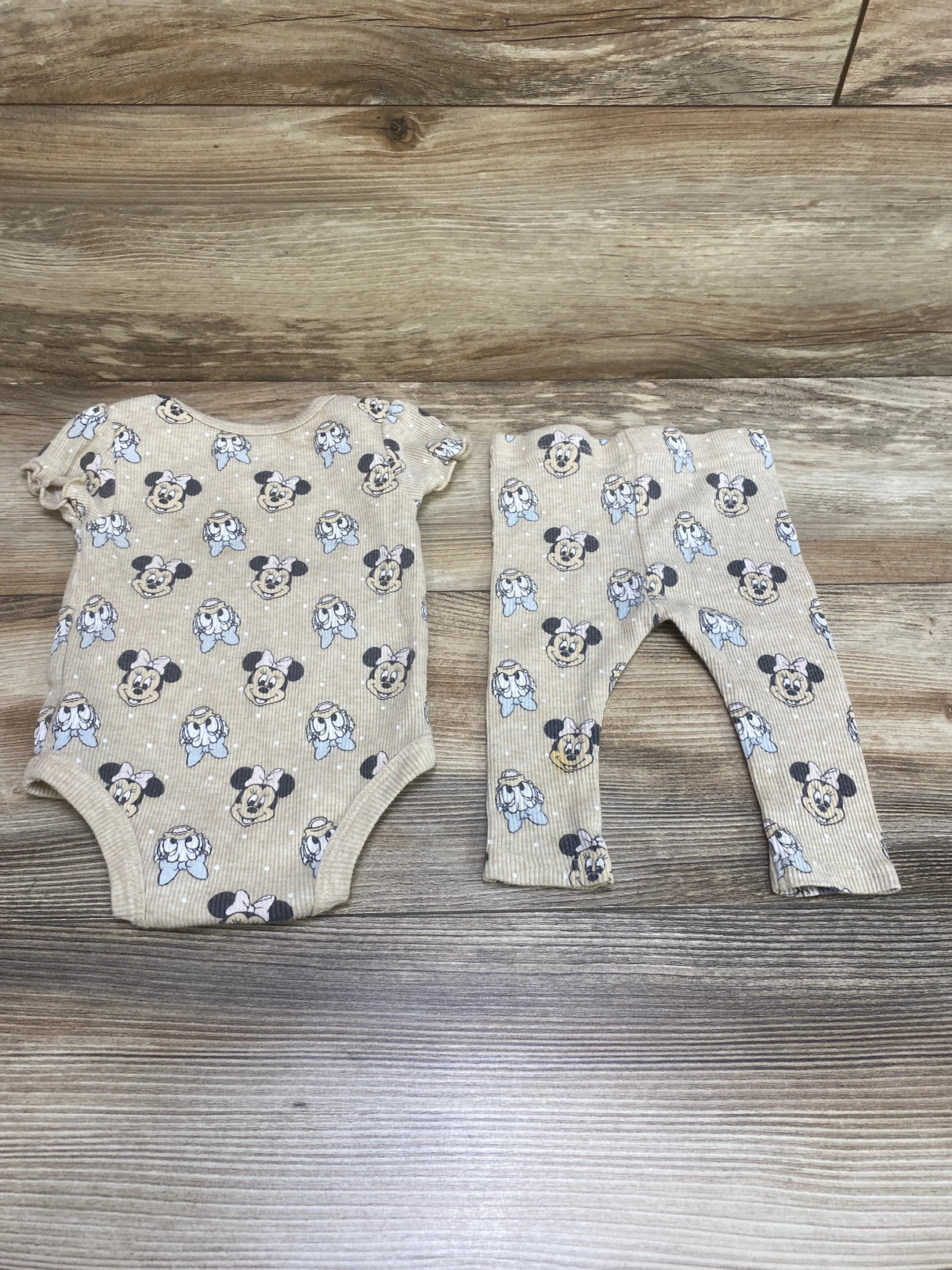 Disney Baby 2pc Minnie & Daisy Bodysuit & Leggings Beige sz 3-6m