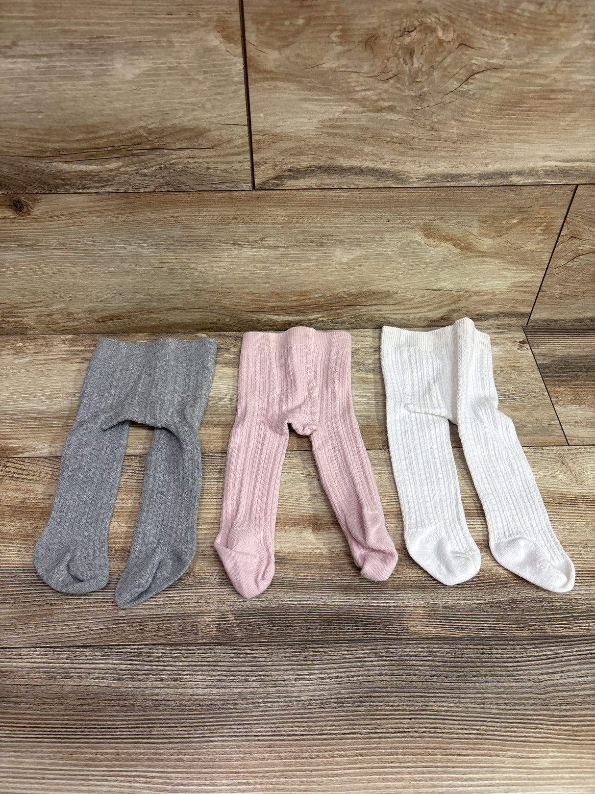 3pk Footed Knit Tights White sz 0-3m