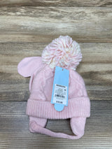 NEW Cat & Jack Pink Pom Hat With Ear Flaps & Mittens sz Newborn