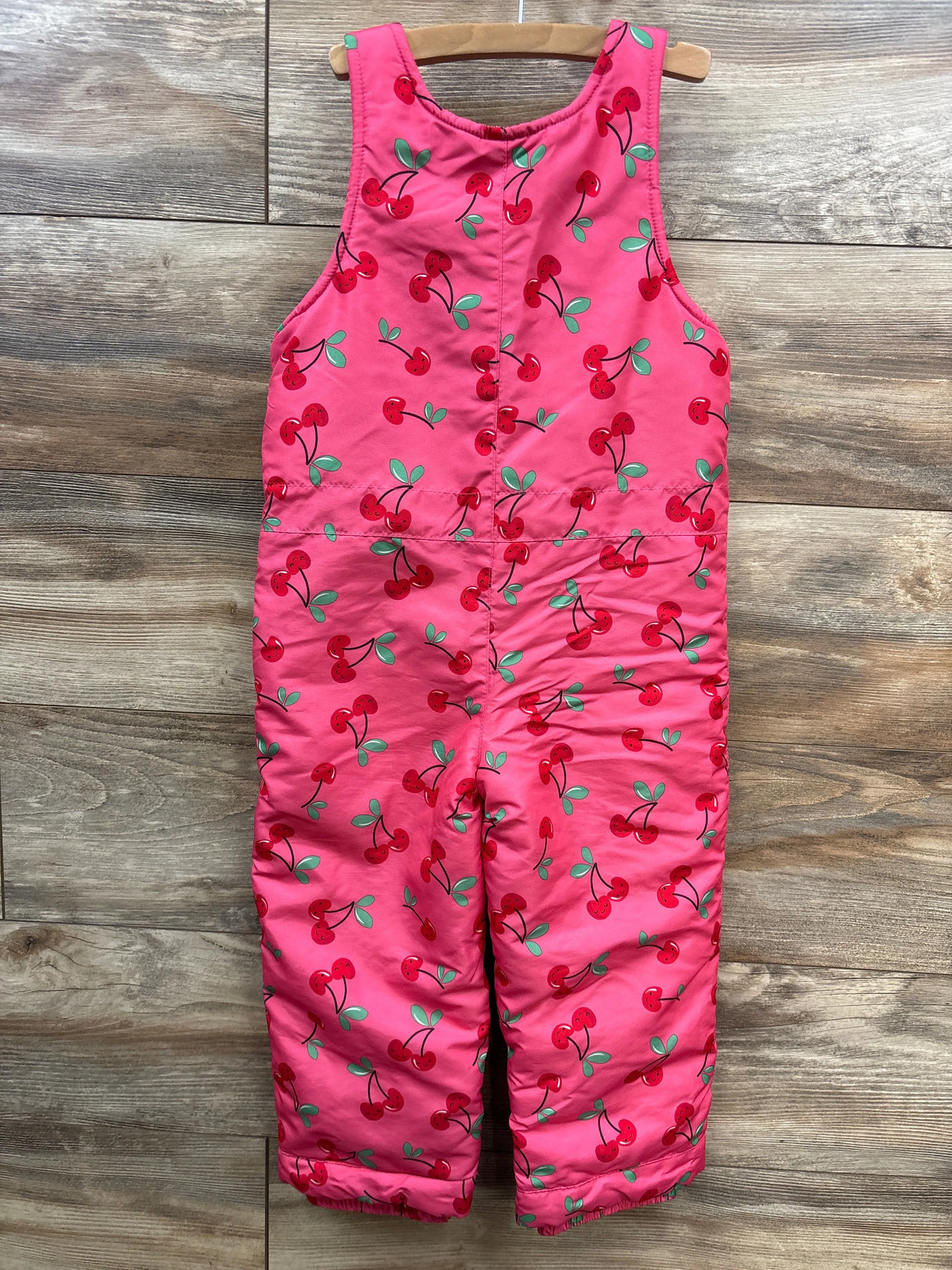 Children's Place Cherry Print Snow Bib Overalls Pink sz 4T