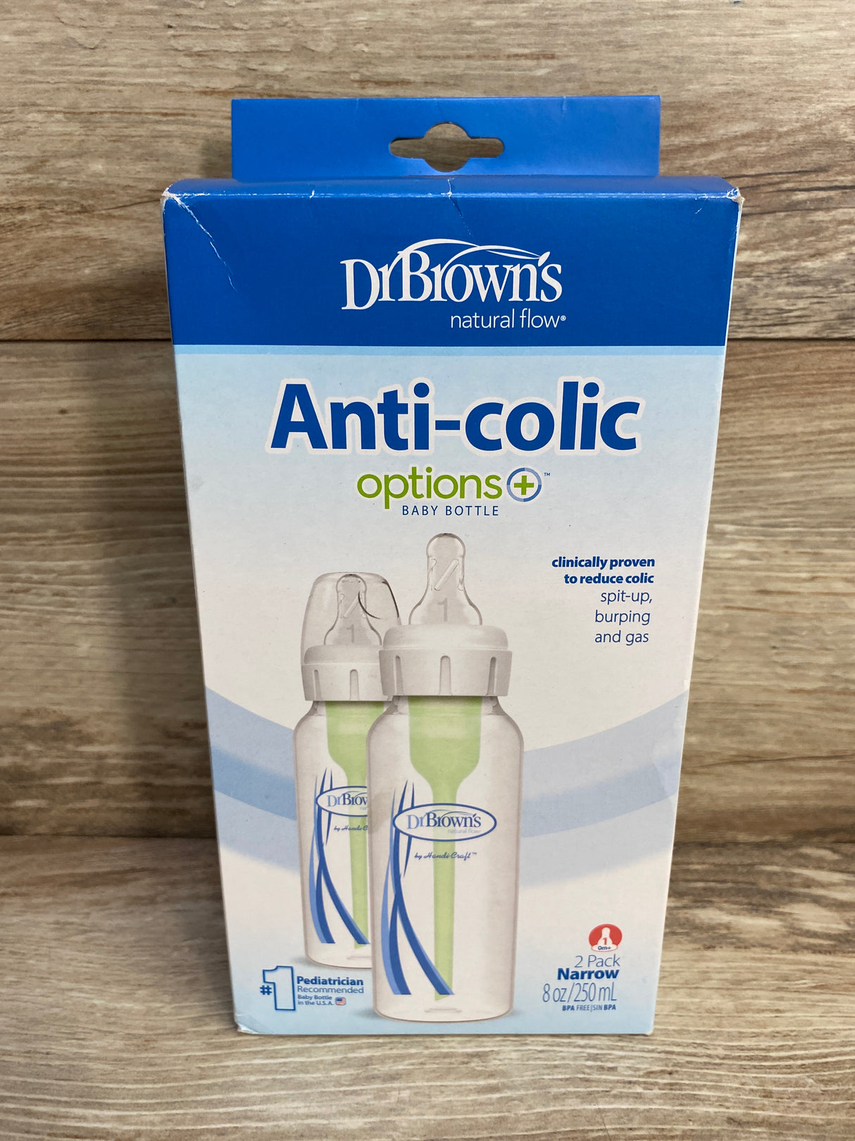 NEW Dr. Brown's Options+ Baby Bottle Anti-Colic Bottle sz 8oz 2pk