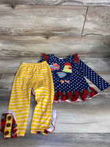 Long Sleeve Chicken Tunic & Leggings 2pc Blue sz 2T