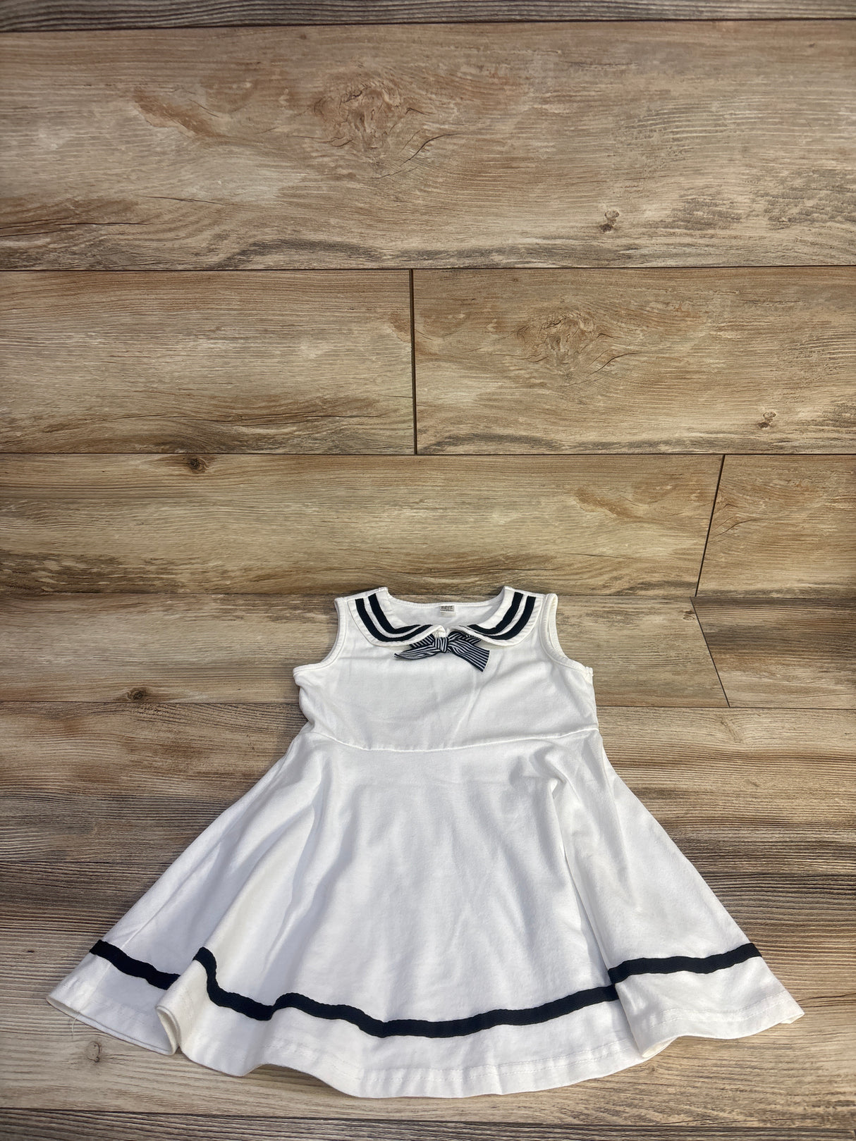 Sleeveless Striped Collar Dress White sz 3T