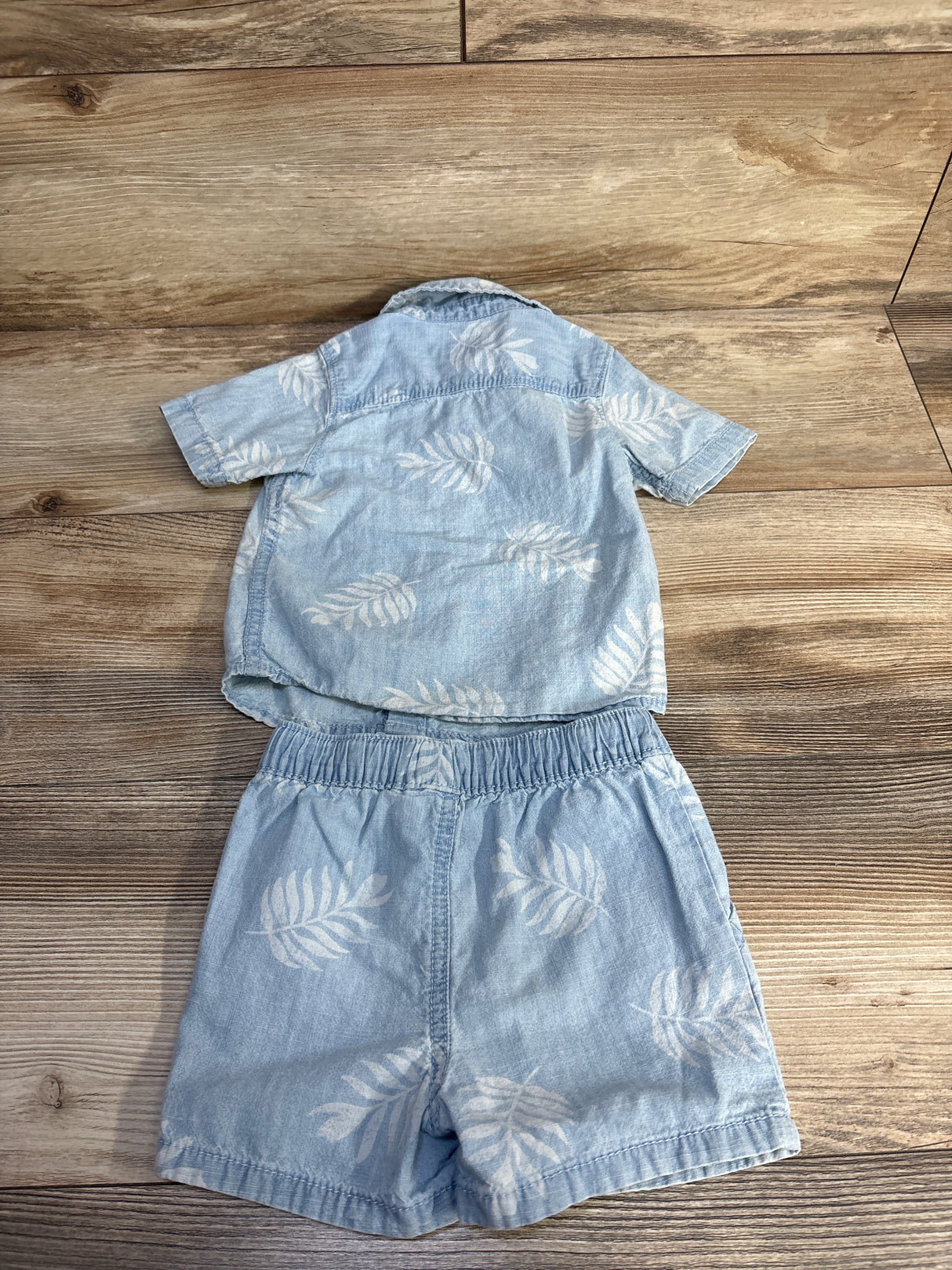 Oshkosh 2pc Chambray Button-Up Shirt & Shorts Set Blue sz 9m