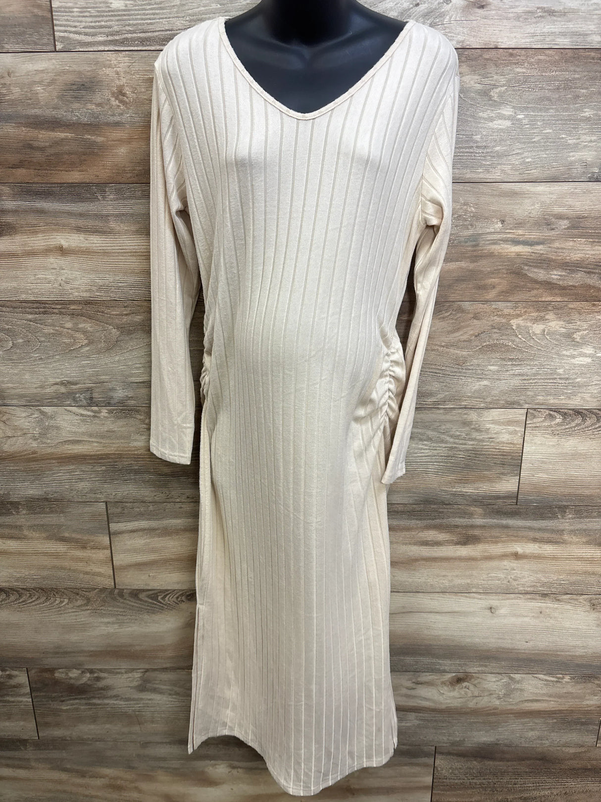 NEW Long Sleeve Ribbed Maternity Dress Ivory sz XXL