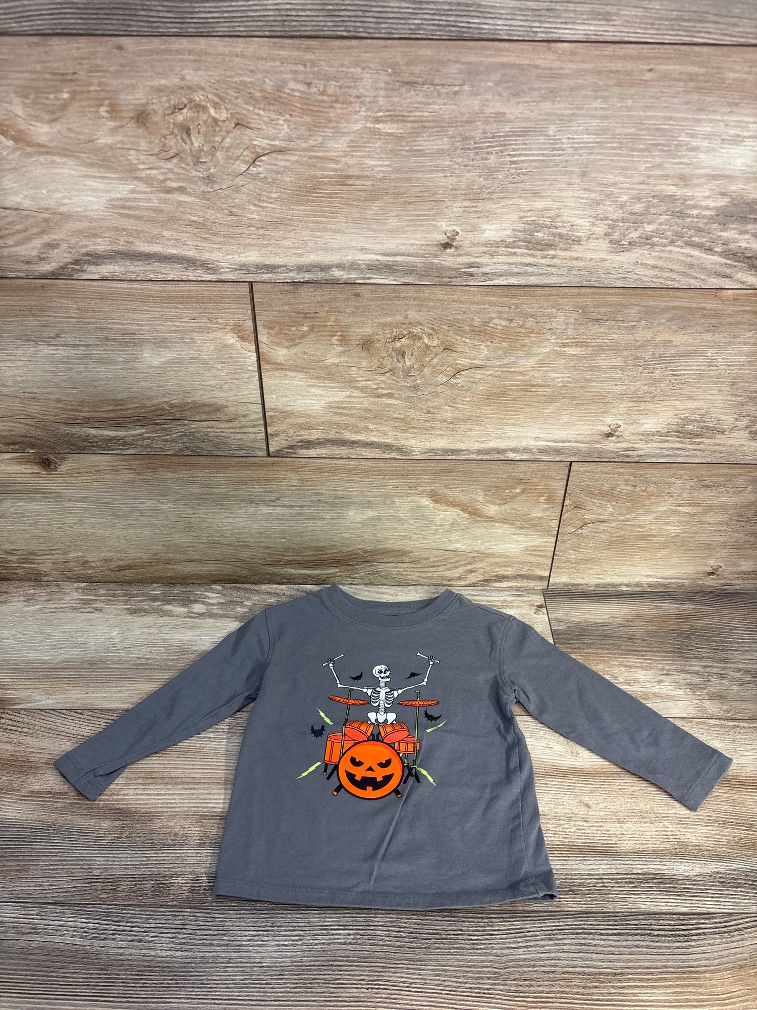 Cat & Jack Skeleton Drums Shirt Grey sz 18m