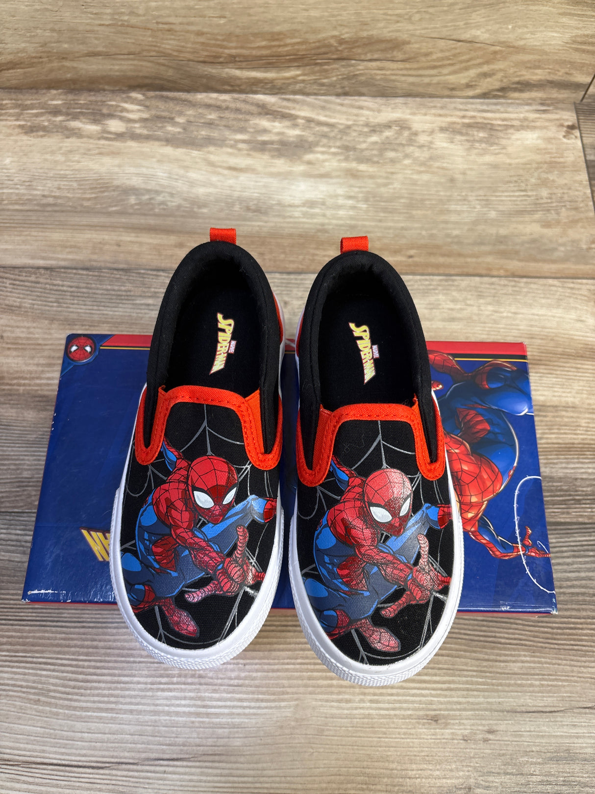 NEW Marvel Spiderman Twin Gore Slip-On Sneakers Black sz 11c