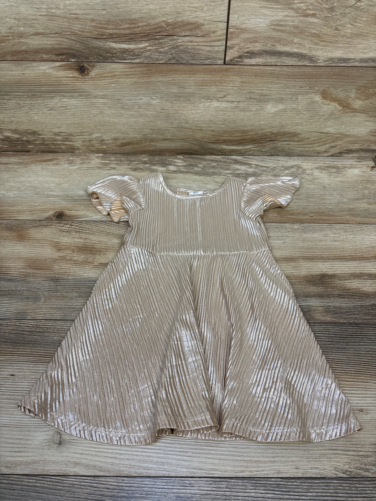 Baby Gap Metallic Pleated Dress Gold sz 18-24m