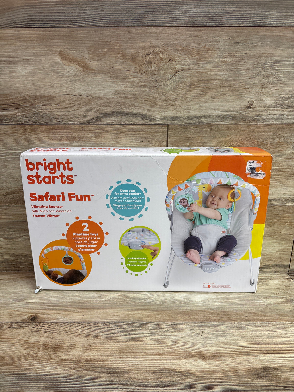 NEW Bright Starts Safari Fun Vibrating Baby Bouncer
