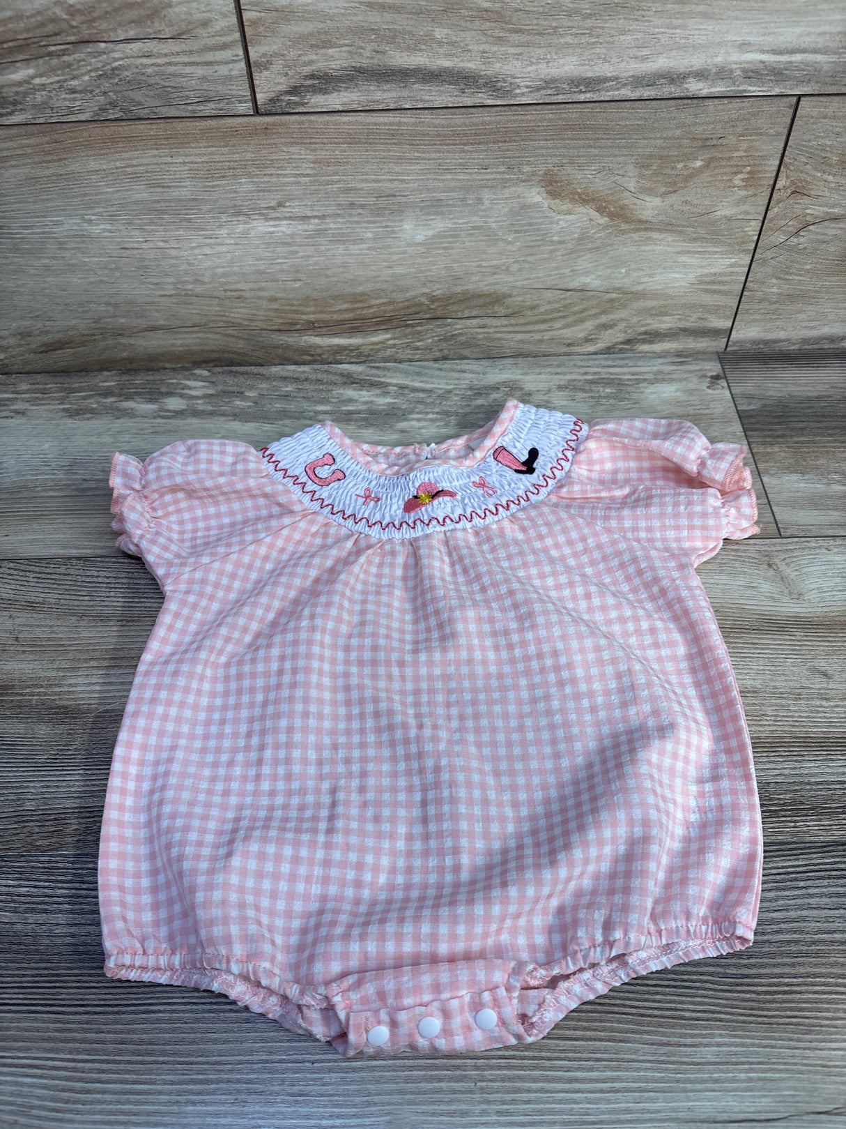 Muspeczenith Western Embroidered Bubble Romper Pink sz 12-18m