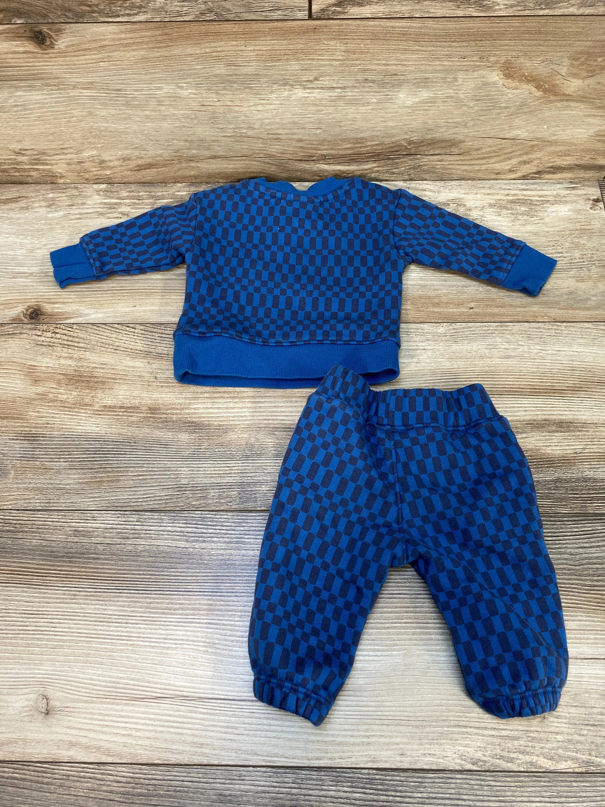 Cat & Jack 2pc Checkered Sweatshirt & Joggers Blue sz Newborn