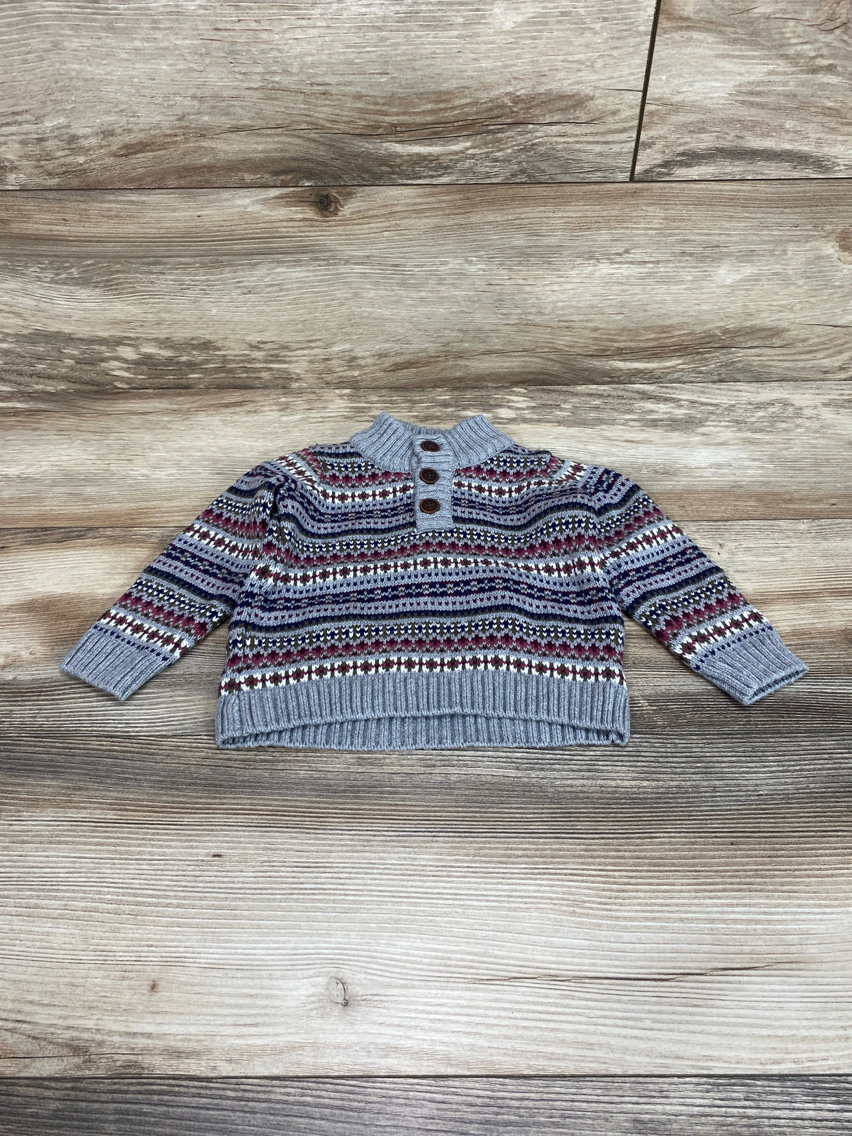 Janie & Jack Fair Isle Sweater Grey sz 6-12m