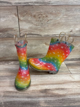 Western Chief Kids Light-Up Rain Boots Rainbow Hearts sz 10c