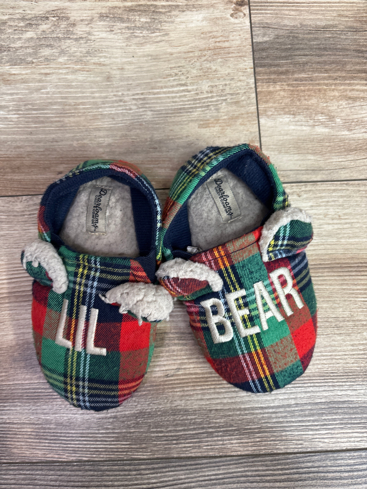Dearfoams Lil Bear Slippers Green sz 7/8c