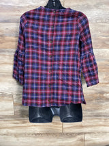 The Nines by Hatch Plaid Top Red sz Small