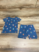 Old Navy 2pc Floral Pj's Blue sz 2T