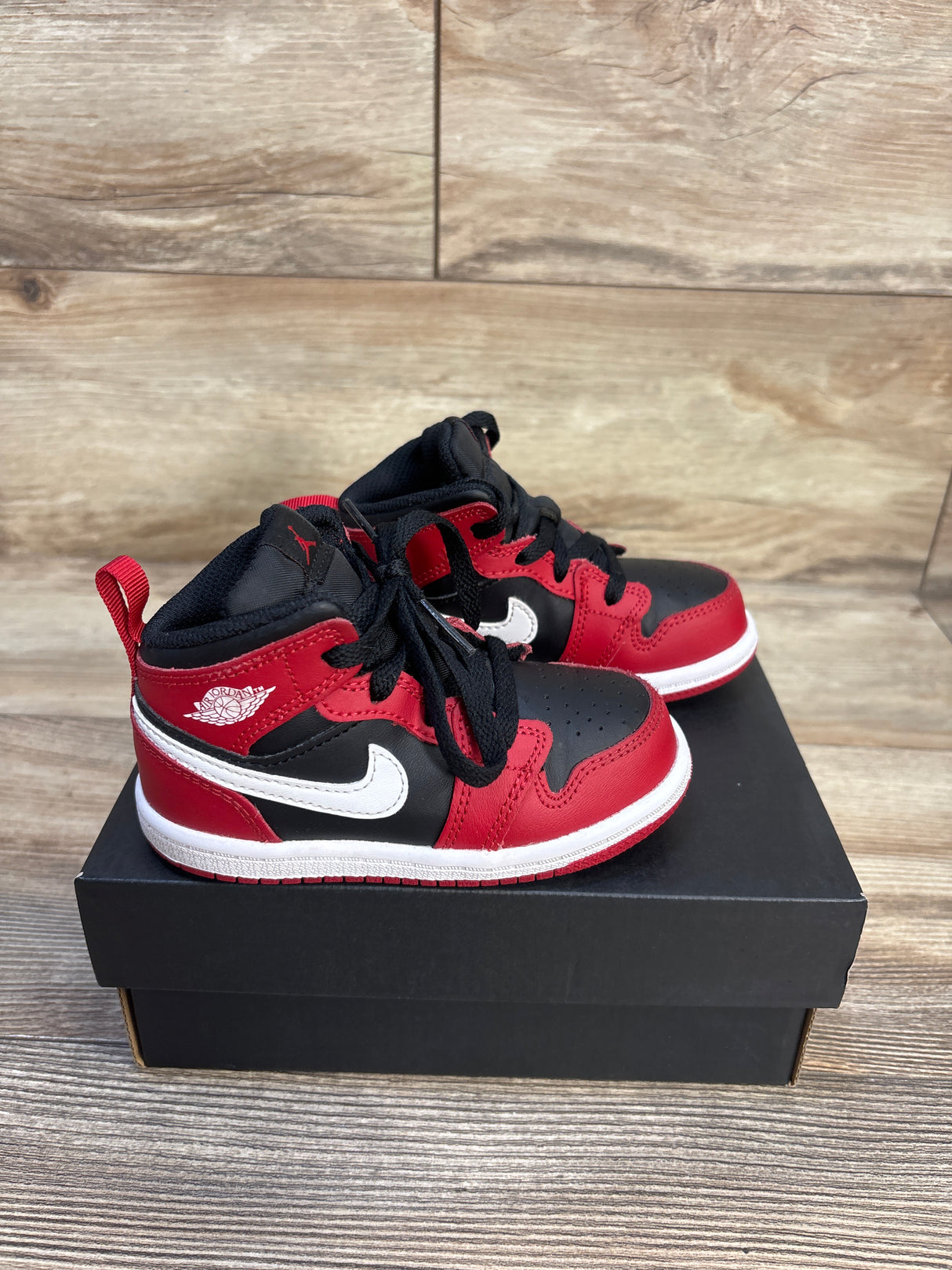 Air Jordan 1 Mid TD 'Gym Red Black White' Sneakers sz 7c