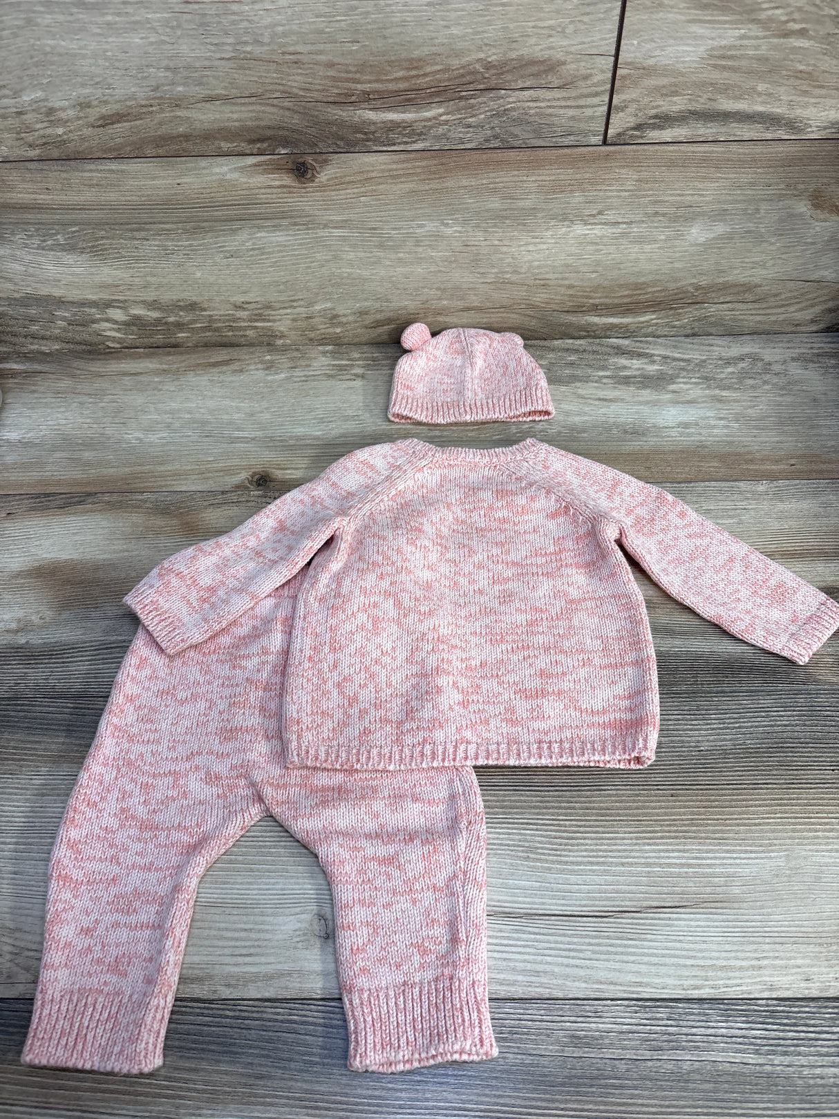 Just One You 3pc Knit Sweater + Pants + Hat Set Pink sz 6m - Me n Mommy To Be