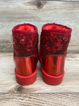 Link Girls' Faux Fur Sequin Snow Boots Red Sz 5c