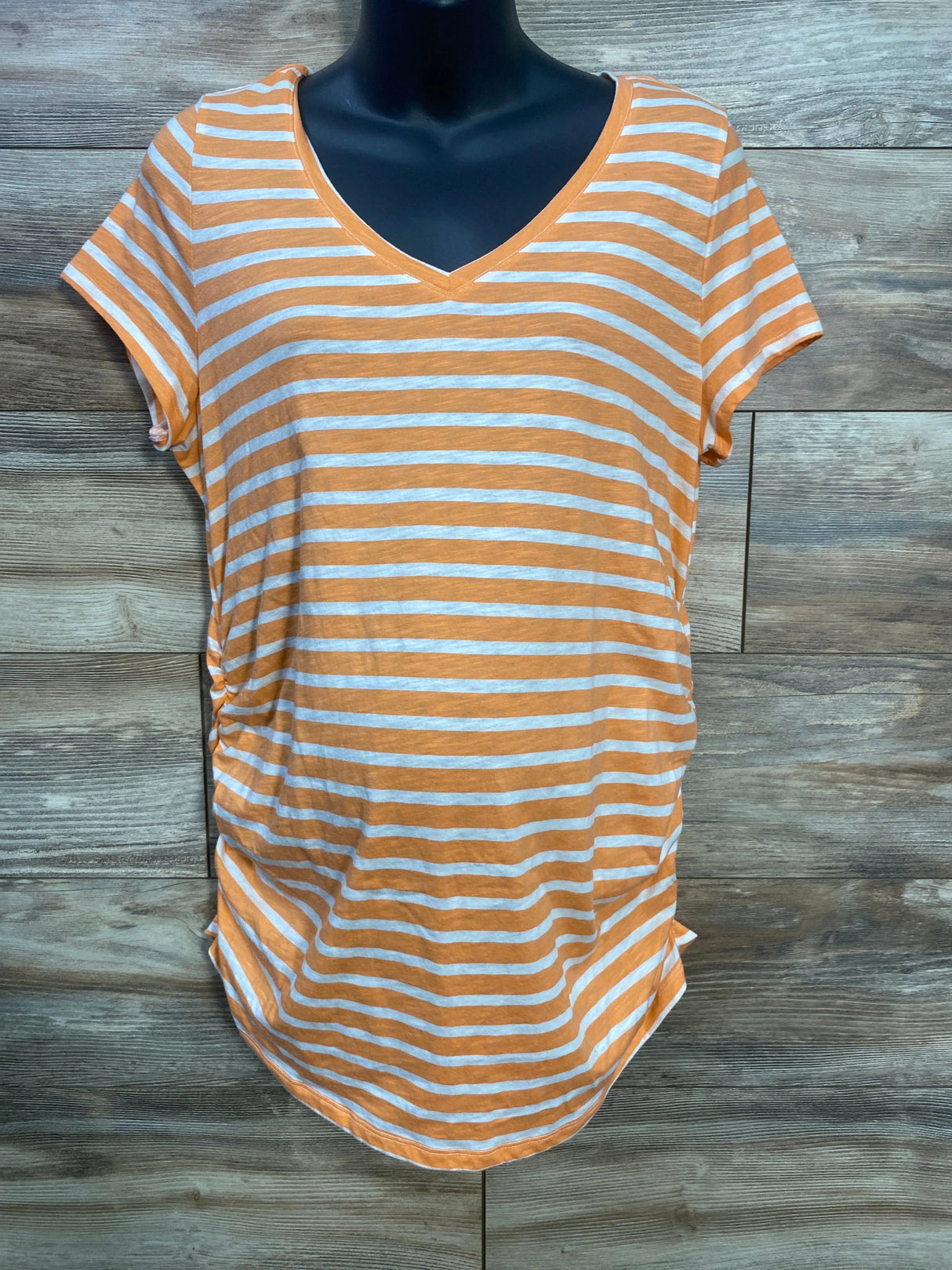 Sonoma Maternity Striped Ruched Shirt Orange sz Large