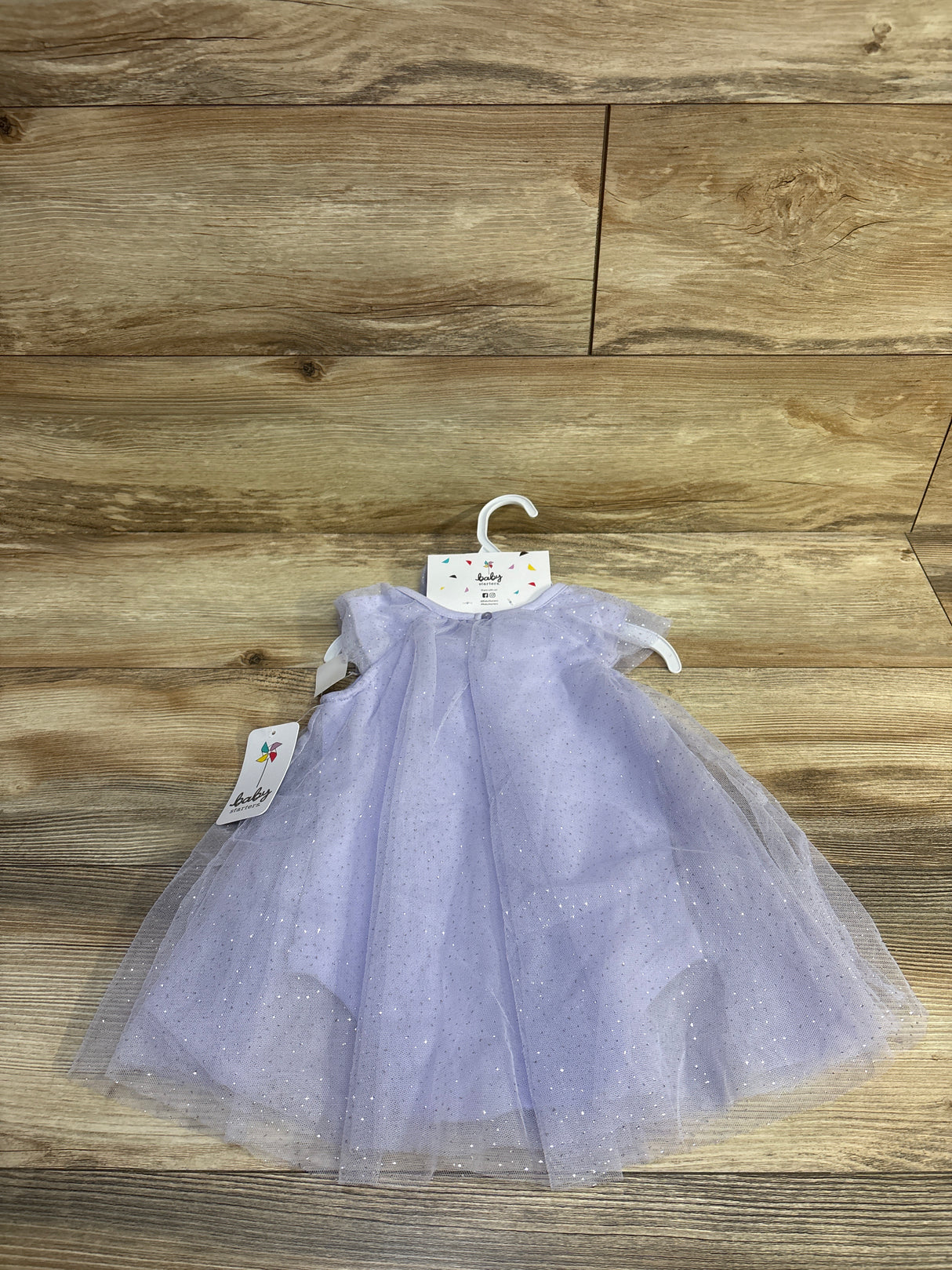 NEW Baby Starters 2pc Metallic Bodysuit Dress & Headband Set Lilac sz 24m