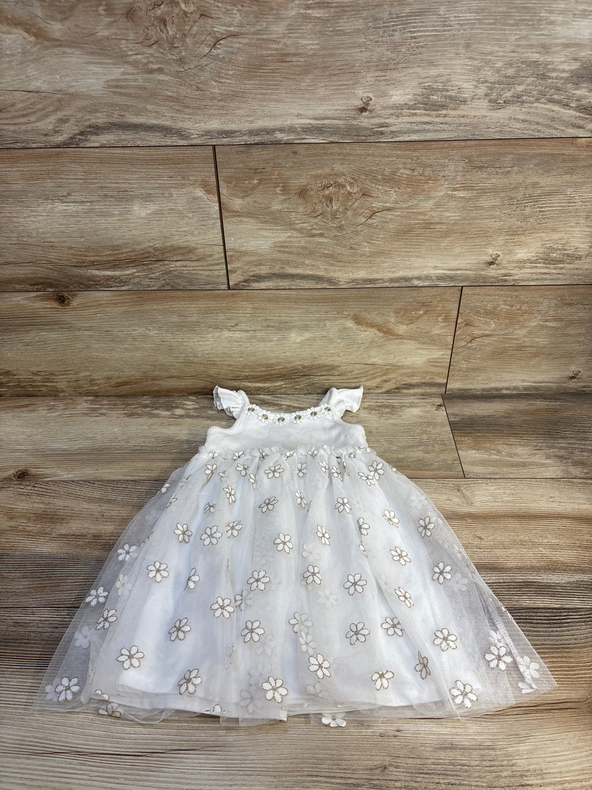 Just Lizzy Tulle Floral Tank Dress White sz 3T