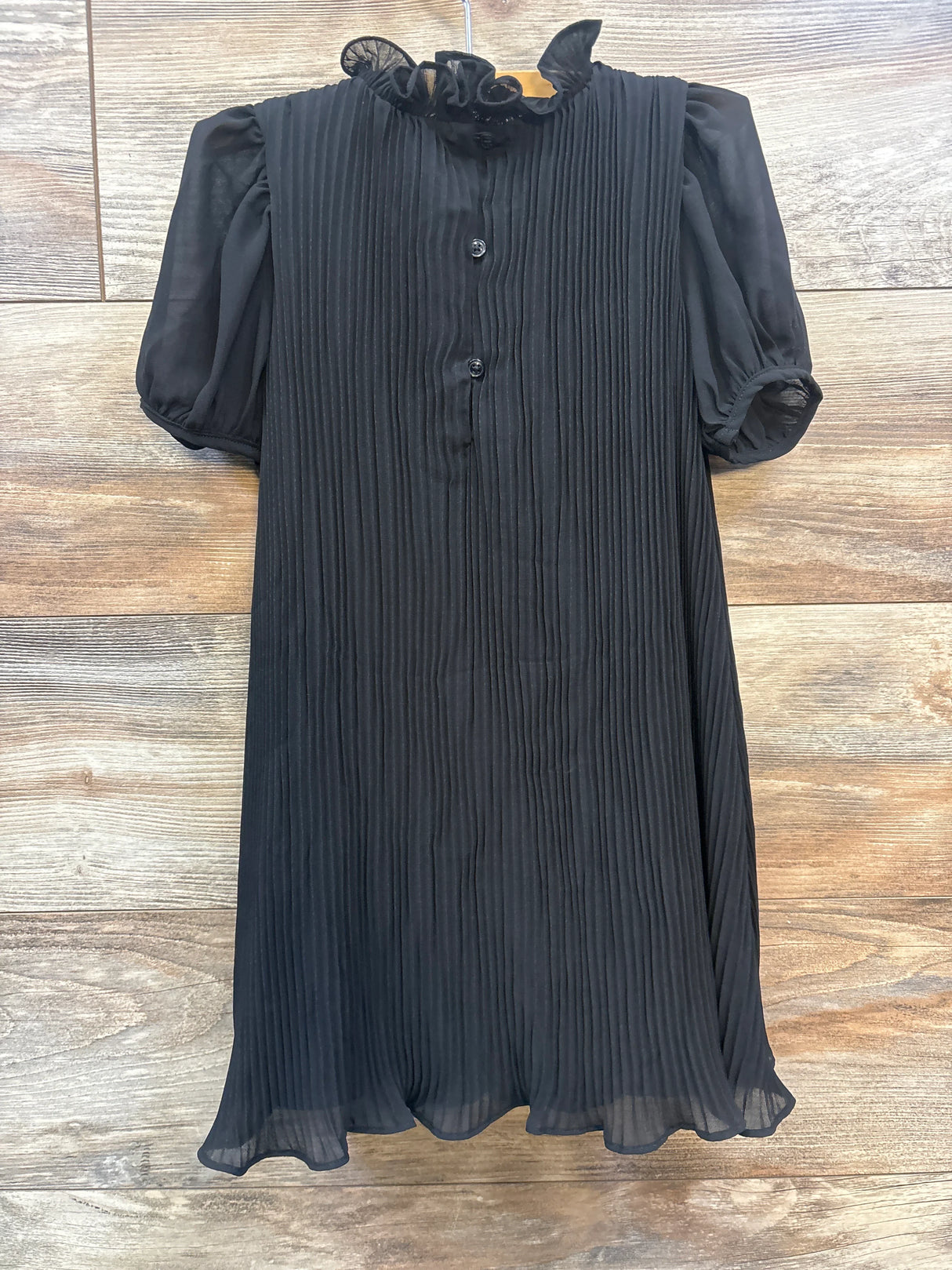 Janie & Jack Pleated Puff Sleeve Dress Black sz 5T
