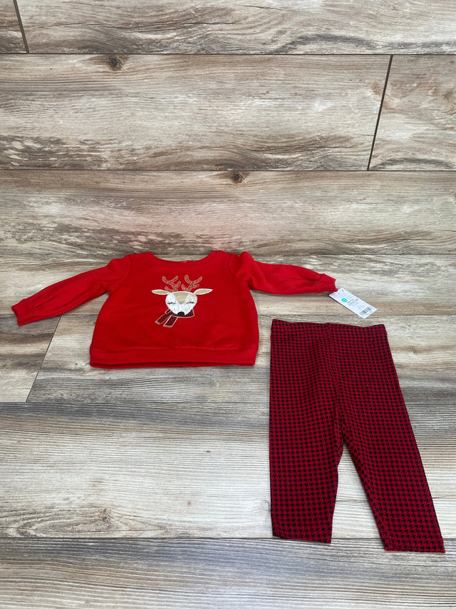 NEW Carter's 2pc Reindeer Sweatshirt & Leggings Red sz 9m - Me n Mommy To Be